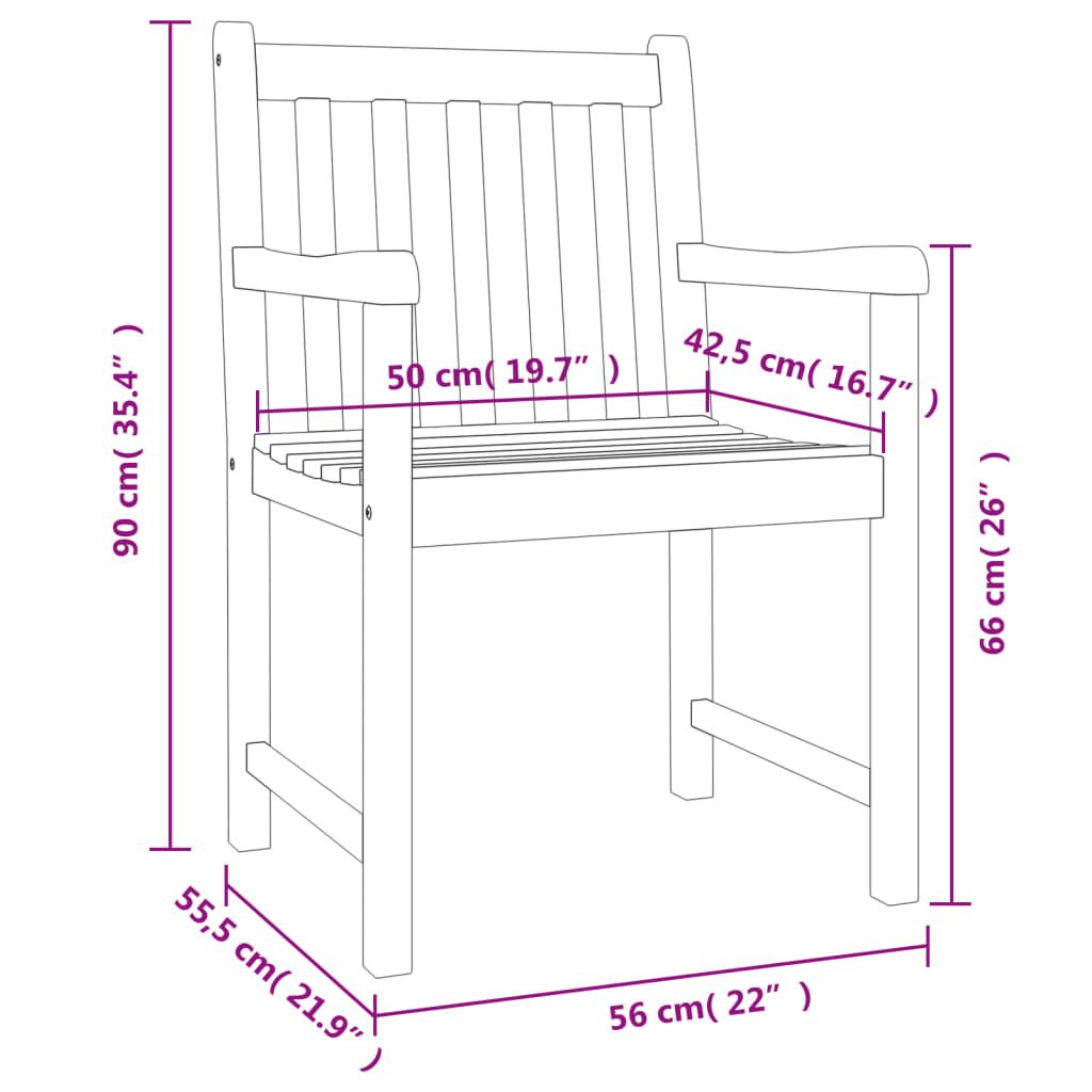 vidaXL Zahradní židle 4 ks 56 x 55,5 x 90 cm masivní akáciové dřevo