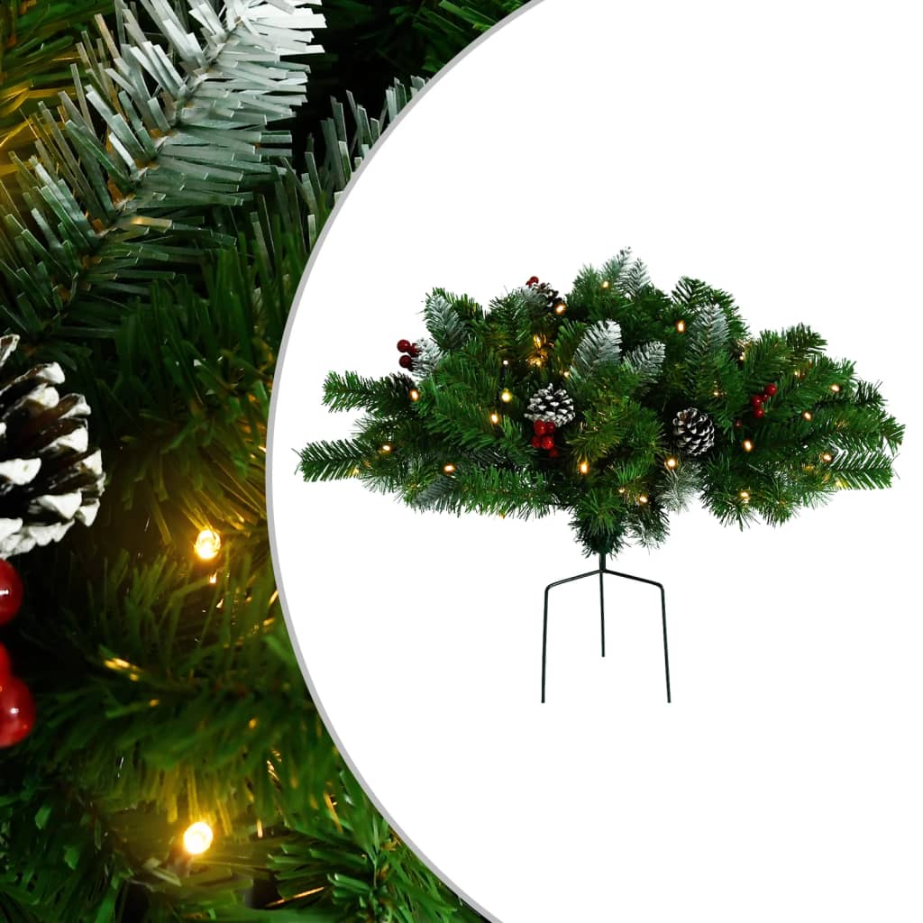 vidaXL Vánoční stromek s LED osvětlením k cestě zelený 40 cm PVC