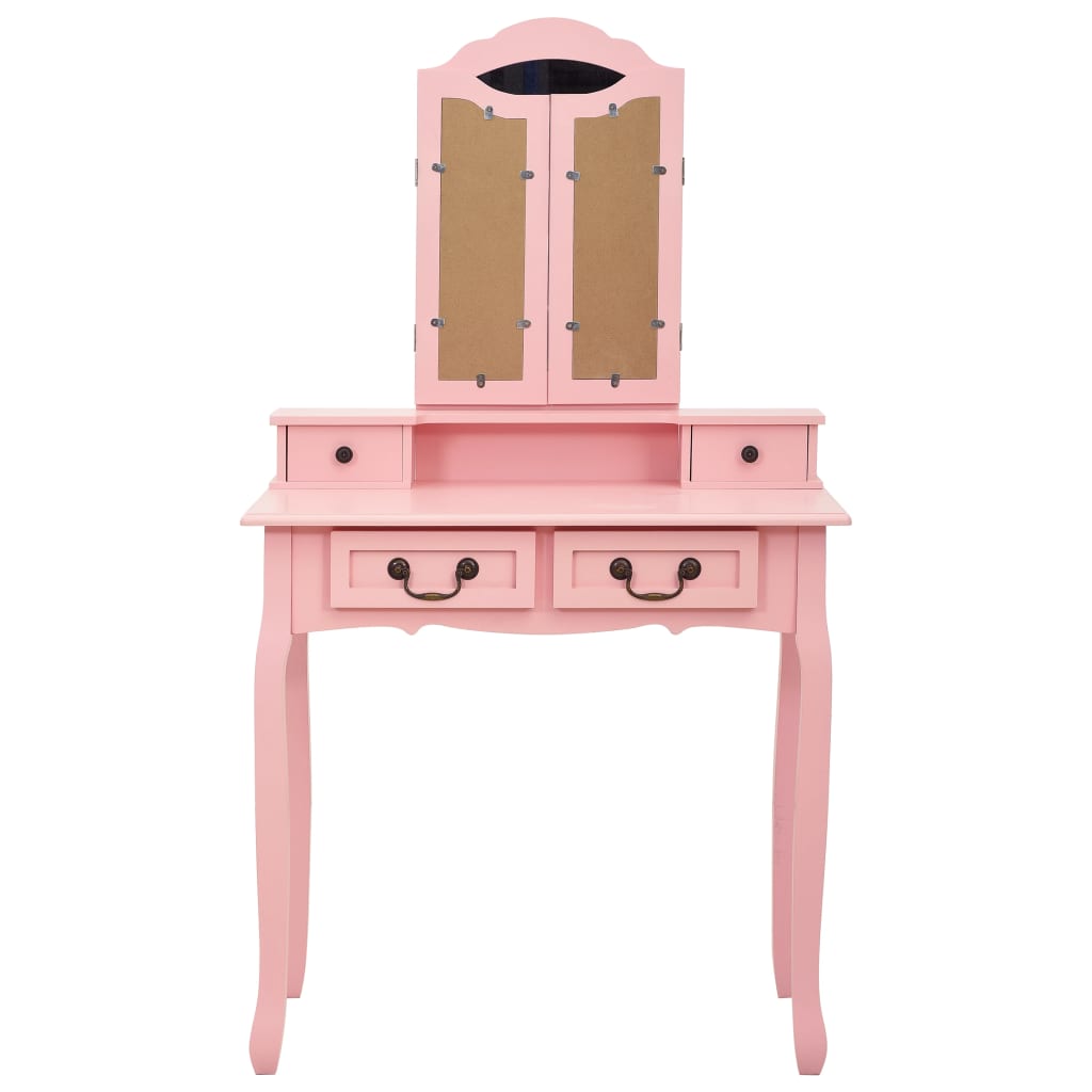 vidaXL Toaletní stolek se stoličkou růžový 80 x 69 x 141 cm pavlovnia