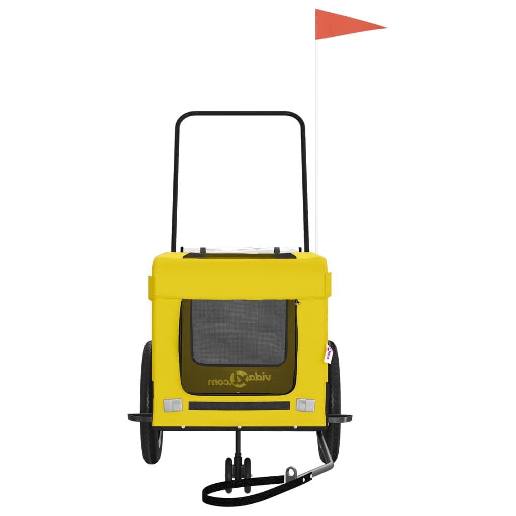 vidaXL Vozík za kolo pro psa žlutý a černý oxfordská tkanina a železo