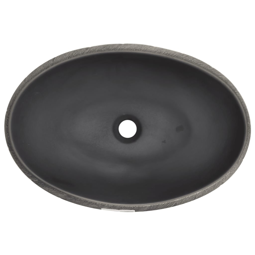 vidaXL Umyvadlo na desku černé a šedé oválné 59 x 40 x 15 cm keramika