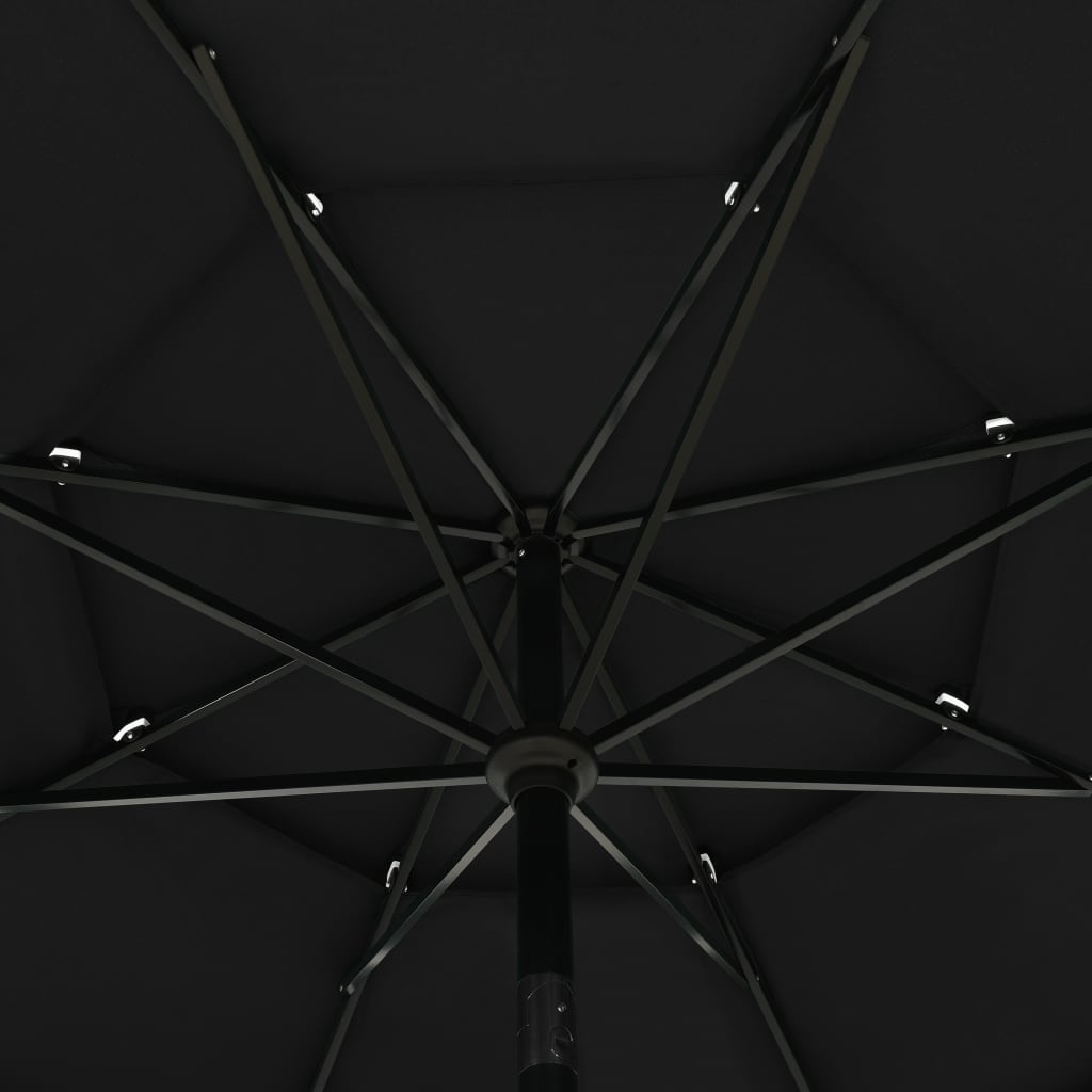 vidaXL 3stupňový slunečník s hliníkovou tyčí černý 3,5 m