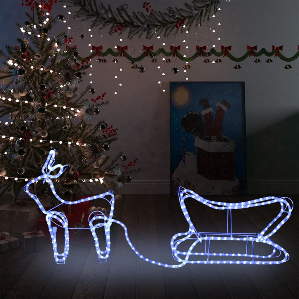 vidaXL Vánoční dekorace sobi a sáně venkovní 252 LED diod