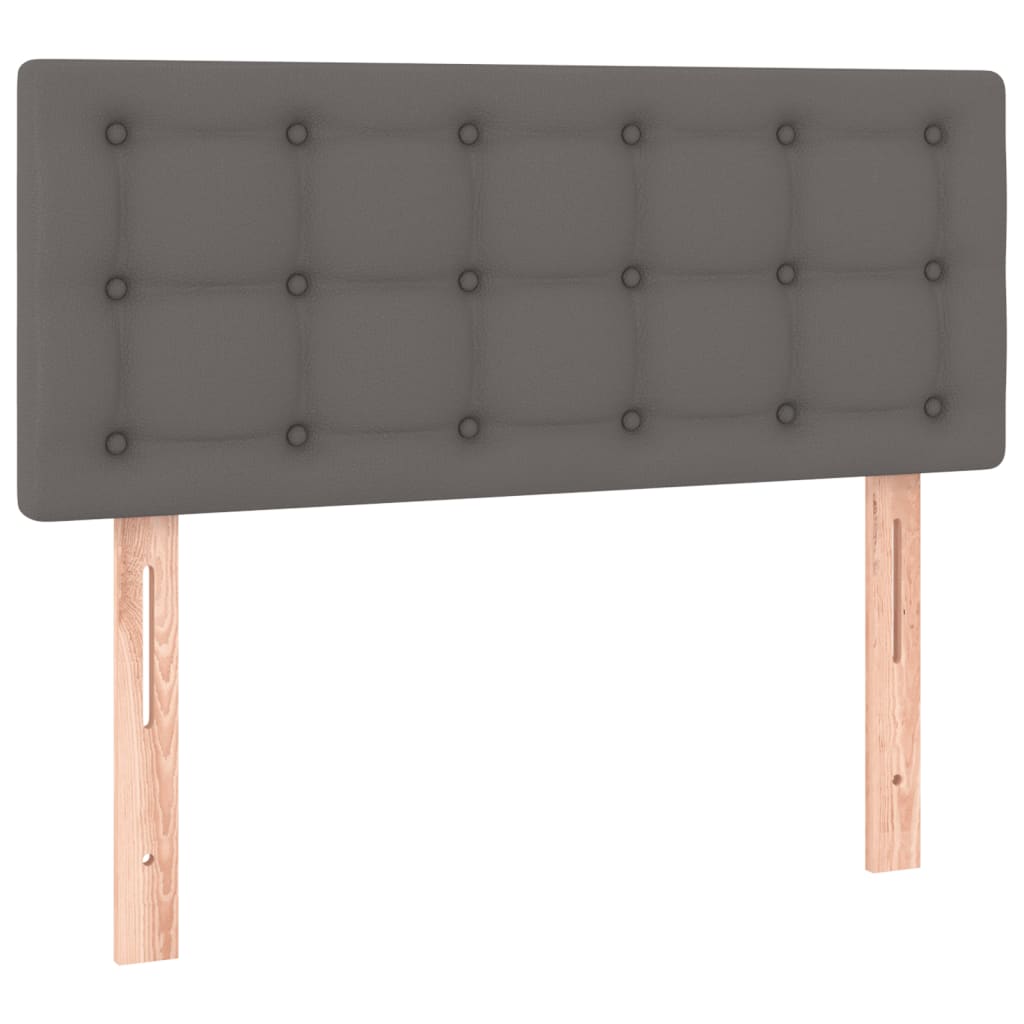 vidaXL Box spring postel s matrací a LED šedá 80 x 200 cm umělá kůže