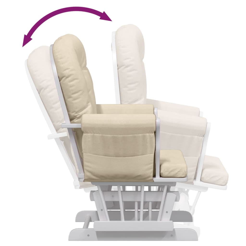 vidaXL Křeslo glider se stoličkou krémově bílé textil