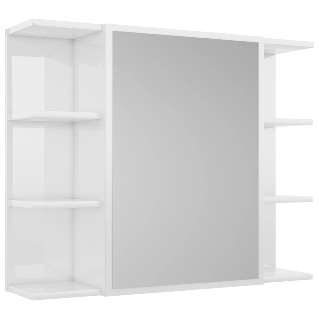 vidaXL Koupelnová skříňka zrcadlo lesklá bílá 80x20,5x64cm dřevotříska
