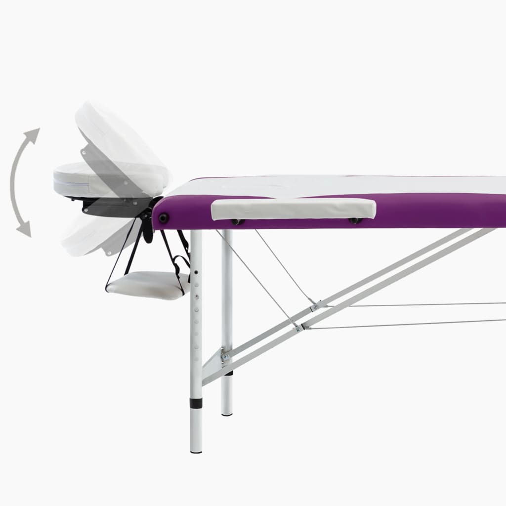 vidaXL Skládací masážní stůl se 3 zónami hliník bílý a fialový