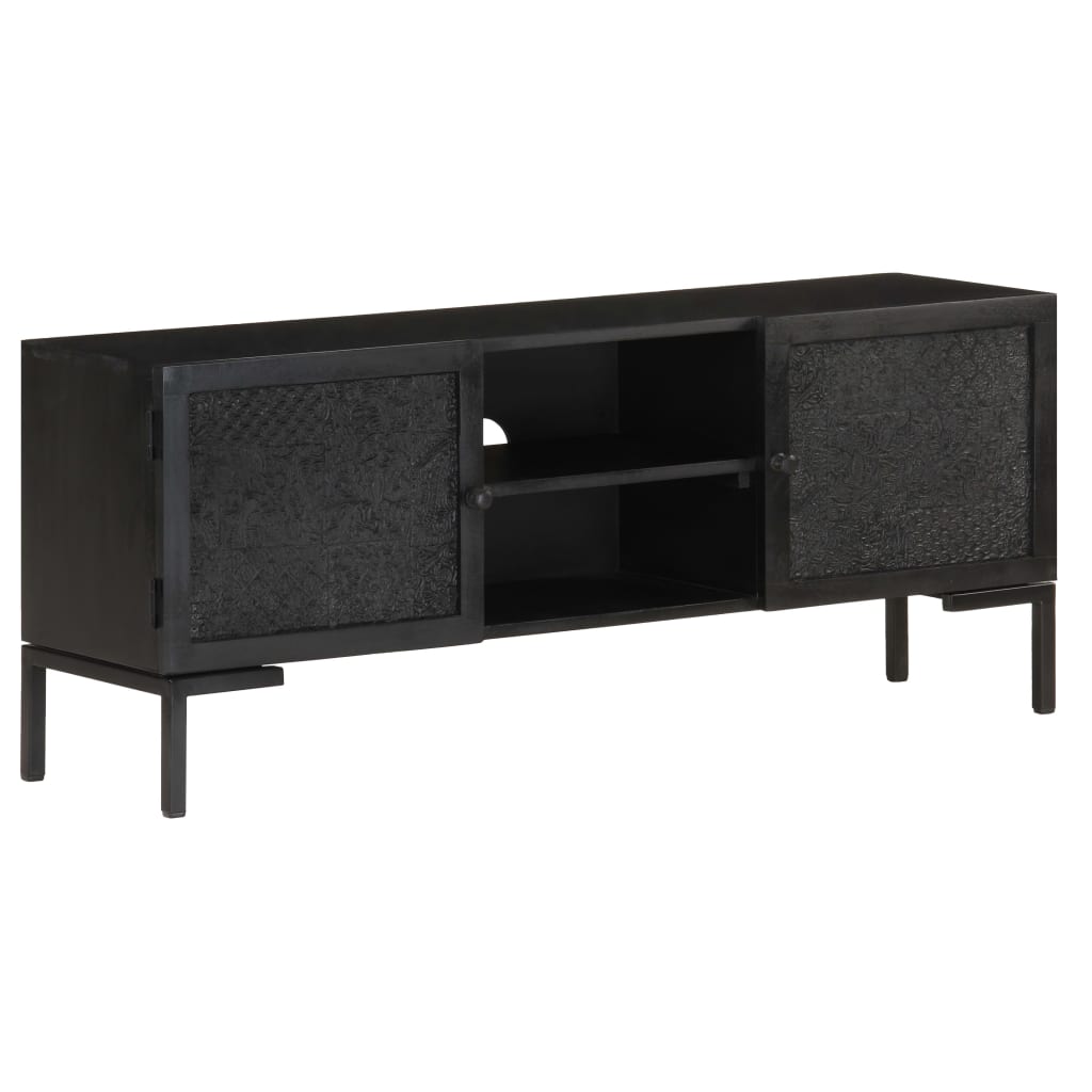 vidaXL TV stolek černý 115 x 30 x 46 cm masivní mangovníkové dřevo