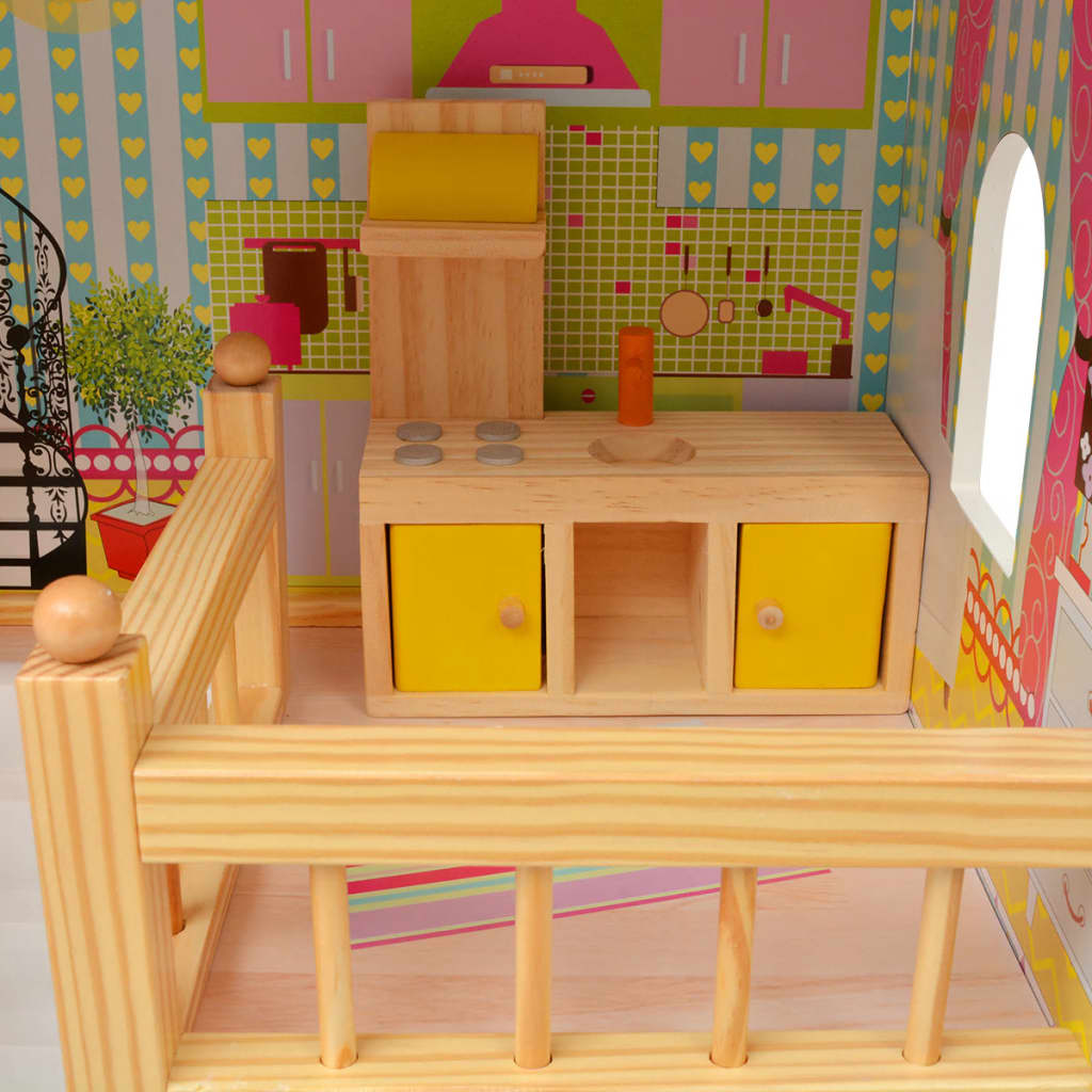 vidaXL Třípatrový domeček pro panenky dřevěný 60 x 30 x 90 cm
