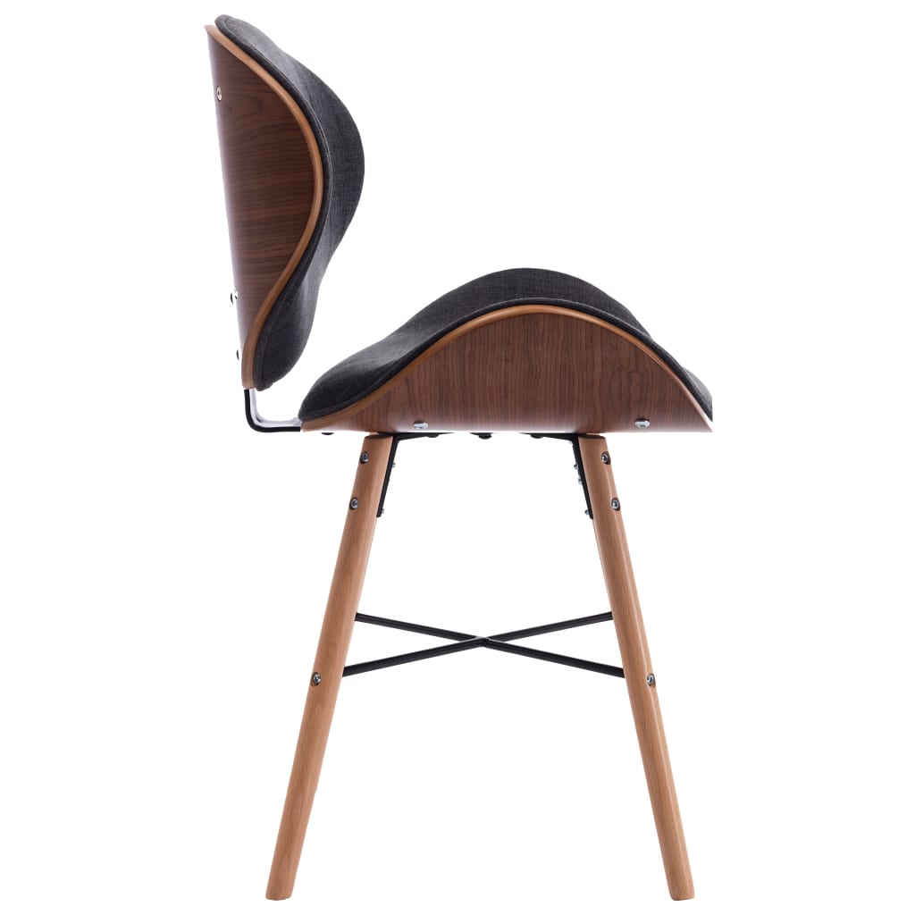 vidaXL Jídelní židle 2 ks tmavě šedé textil a ohýbané dřevo