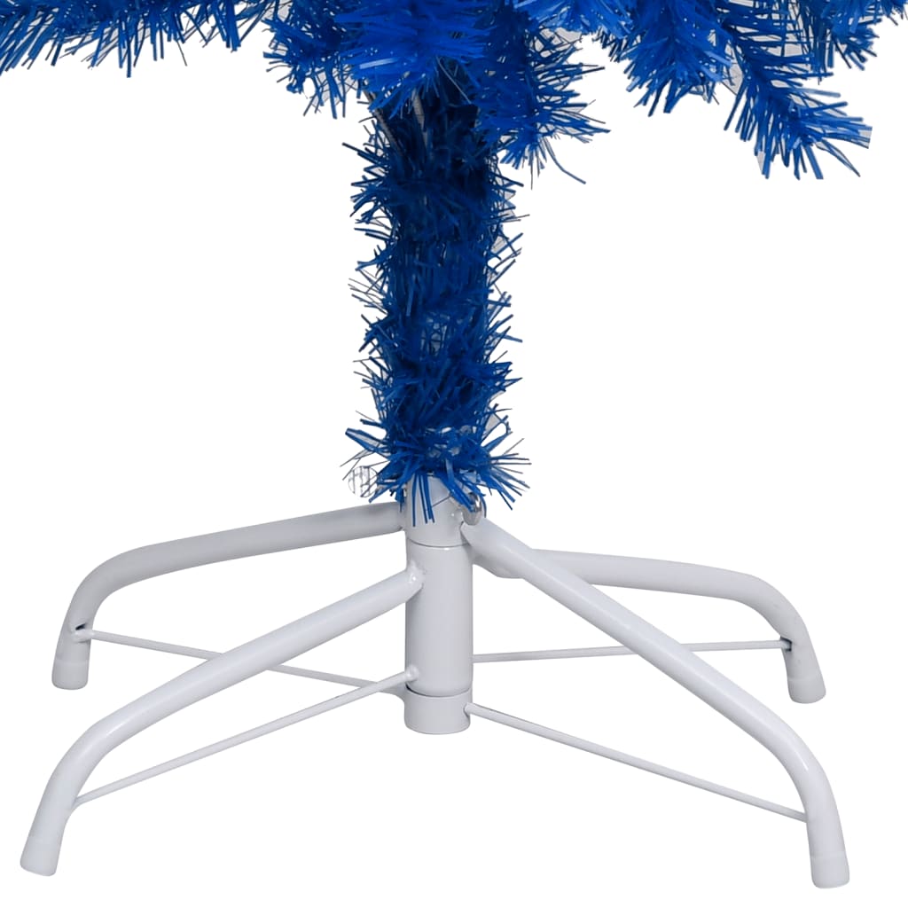 vidaXL Umělý vánoční stromek s LED a sadou koulí modrý 120 cm PVC