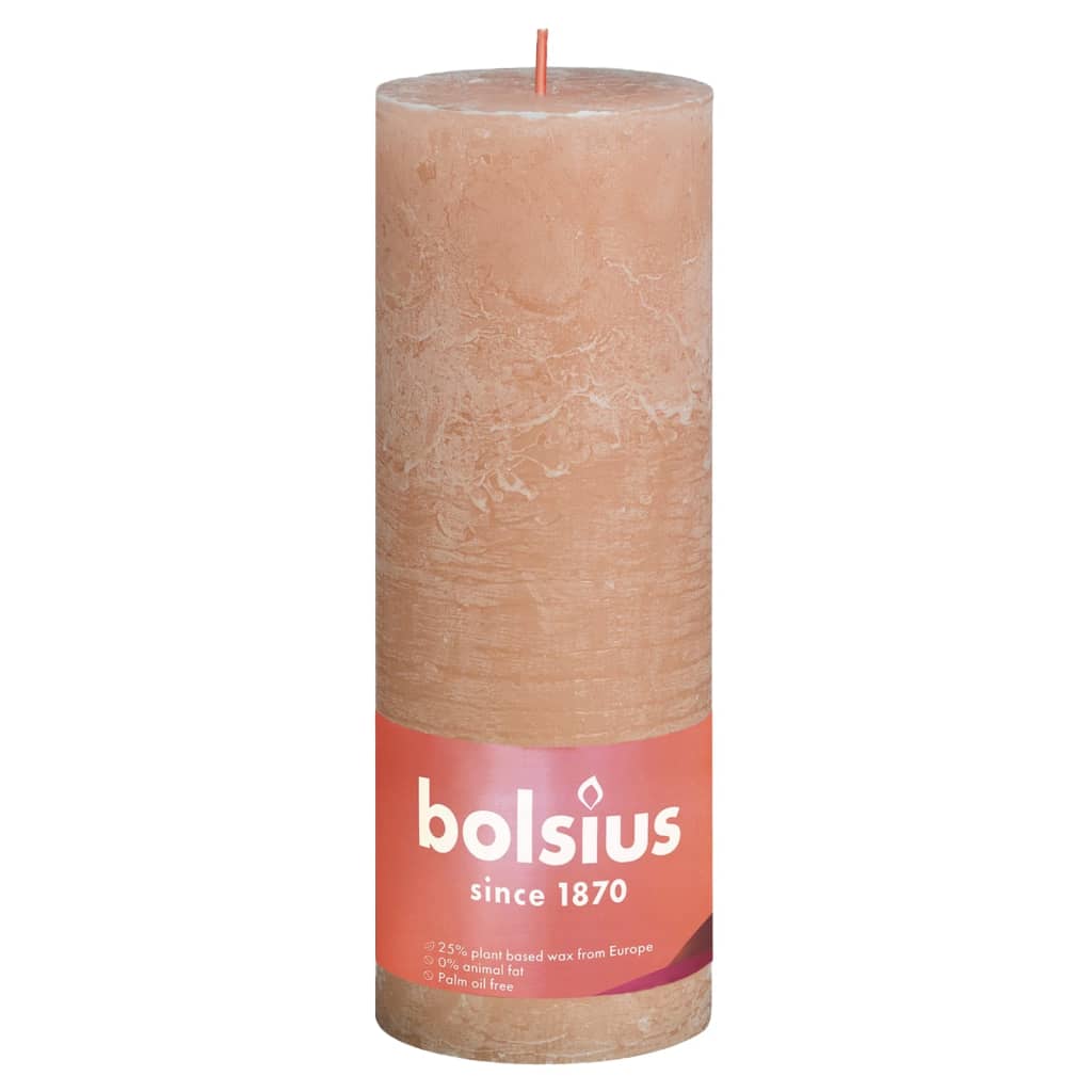 Bolsius Rustikální válcové svíčky Shine 4 ks 190 x 68 mm mlhově růžové