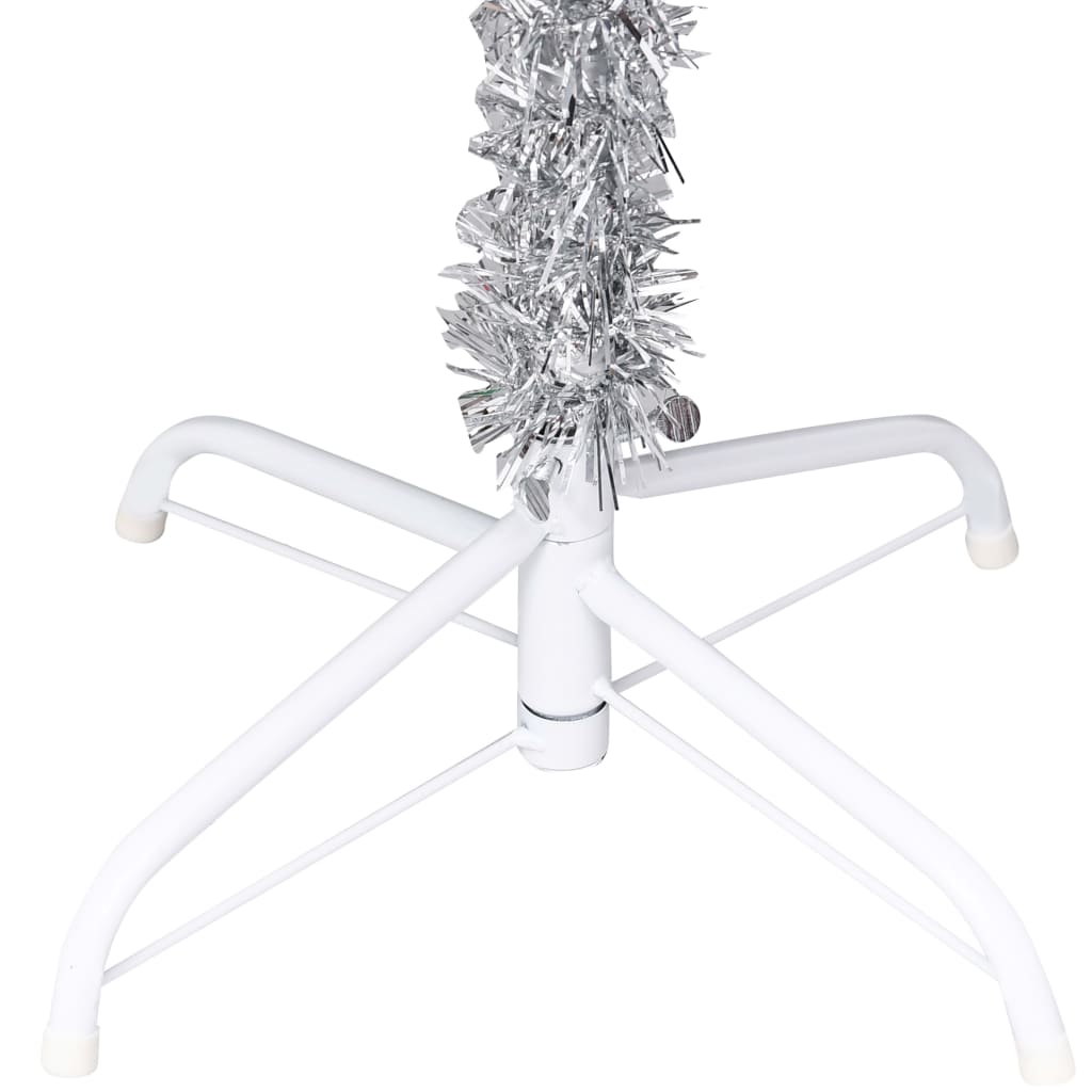 vidaXL Umělý vánoční stromek s LED a sadou koulí stříbrný 180 cm PET
