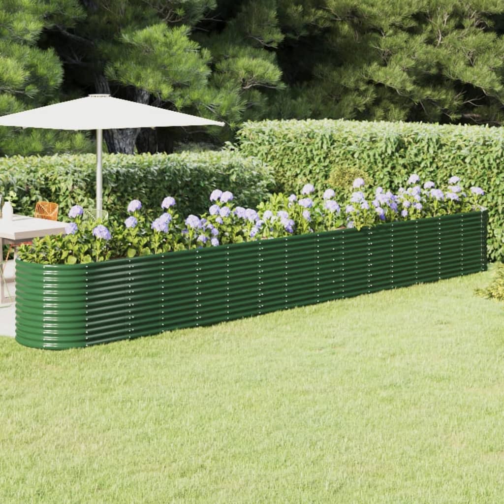 vidaXL Zahradní truhlík práškově lakovaná ocel 620 x 80 x 68 cm zelený