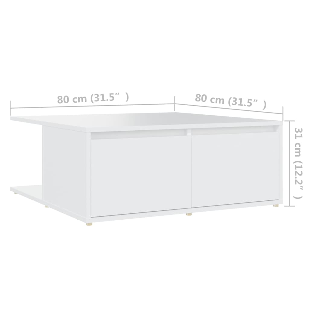 vidaXL Konferenční stolek bílý 80 x 80 x 31 cm dřevotříska