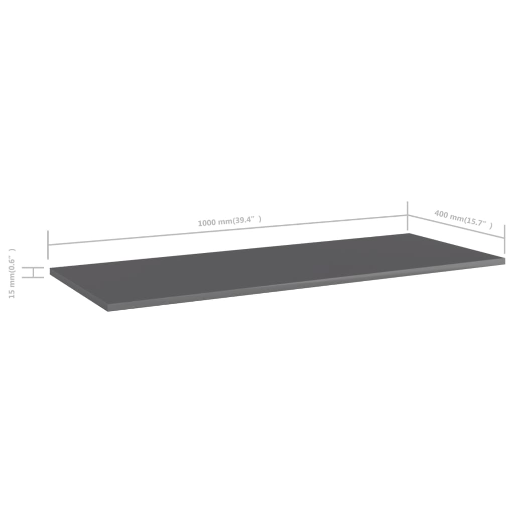 vidaXL Přídavné police 4 ks šedé vysoký lesk 100x40x1,5 cm dřevotříska