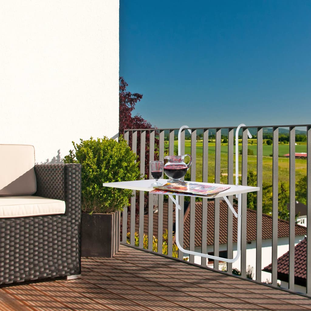 HI Balkonový sklopný stolek bílý 60 x 40 x 1,2 cm