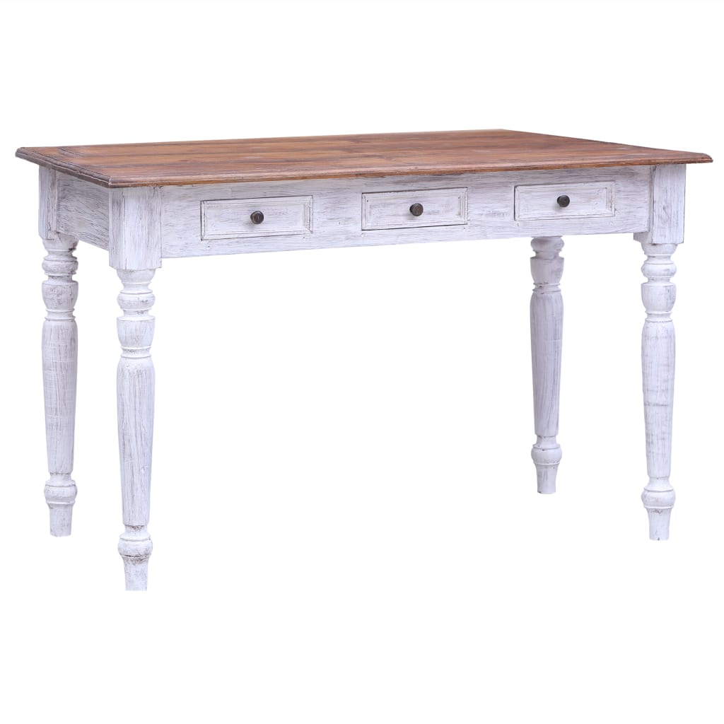 vidaXL Psací stůl se zásuvkami bílý 117x57x57 cm recyklované dřevo