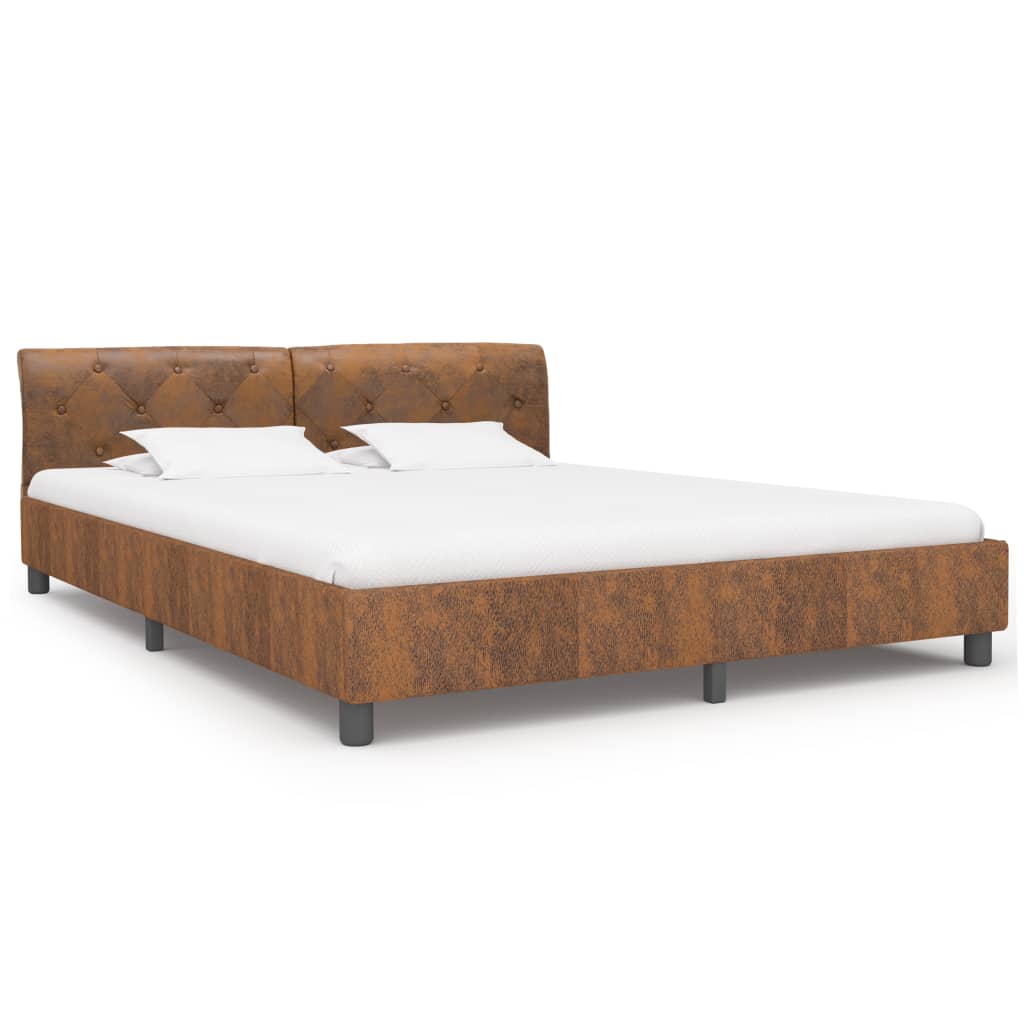 vidaXL Rám postele hnědý umělá broušená kůže 160 x 200 cm