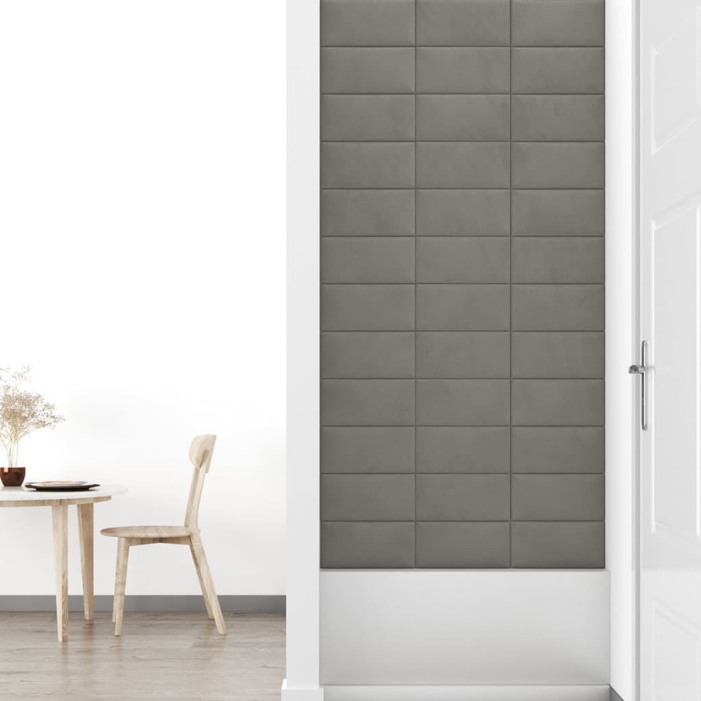 vidaXL Nástěnné panely 12 ks světle šedé 30 x 15 cm samet 0,54 m²