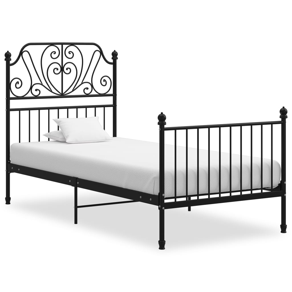 vidaXL Rám postele černý kov 100 x 200 cm