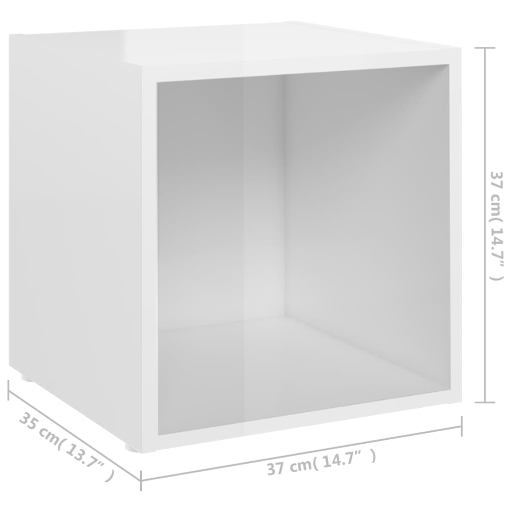 vidaXL TV stolek bílý s vysokým leskem 37 x 35 x 37 cm dřevotříska