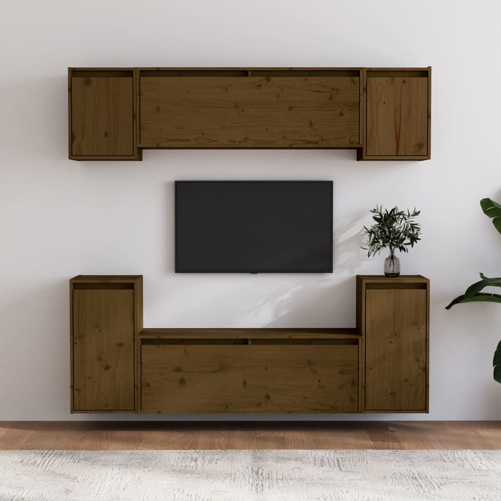 vidaXL TV skříňky 6 ks medově hnědé masivní borové dřevo
