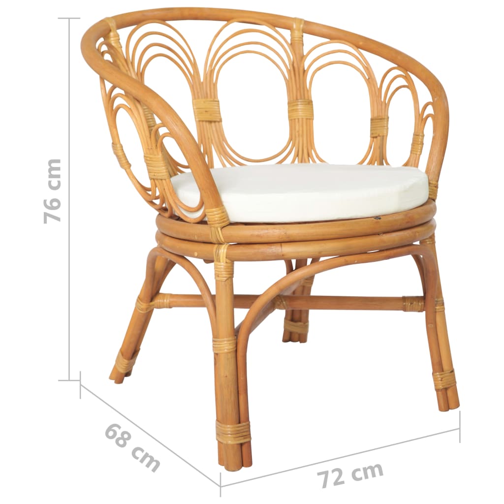 vidaXL Jídelní židle s poduškou hnědá přírodní ratan a lněné plátno
