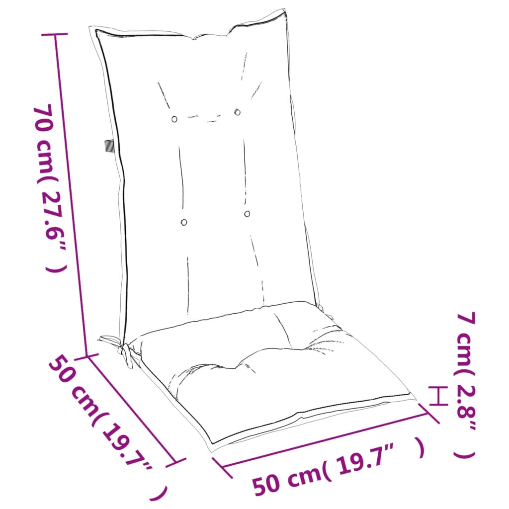 vidaXL Podušky na židli vysoké opěradlo 2 ks šedé 120x50x7 cm textil