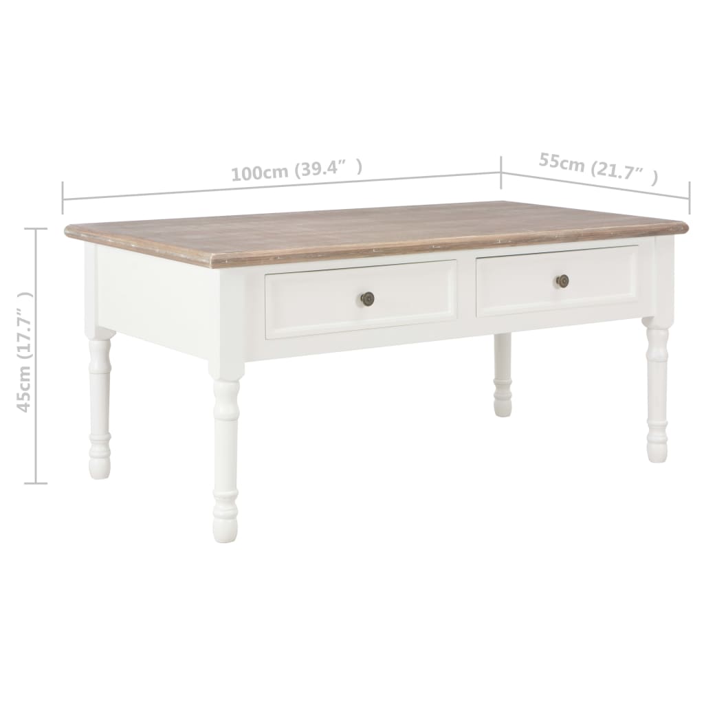 vidaXL Konferenční stolek bílý 100 x 55 x 45 cm dřevo