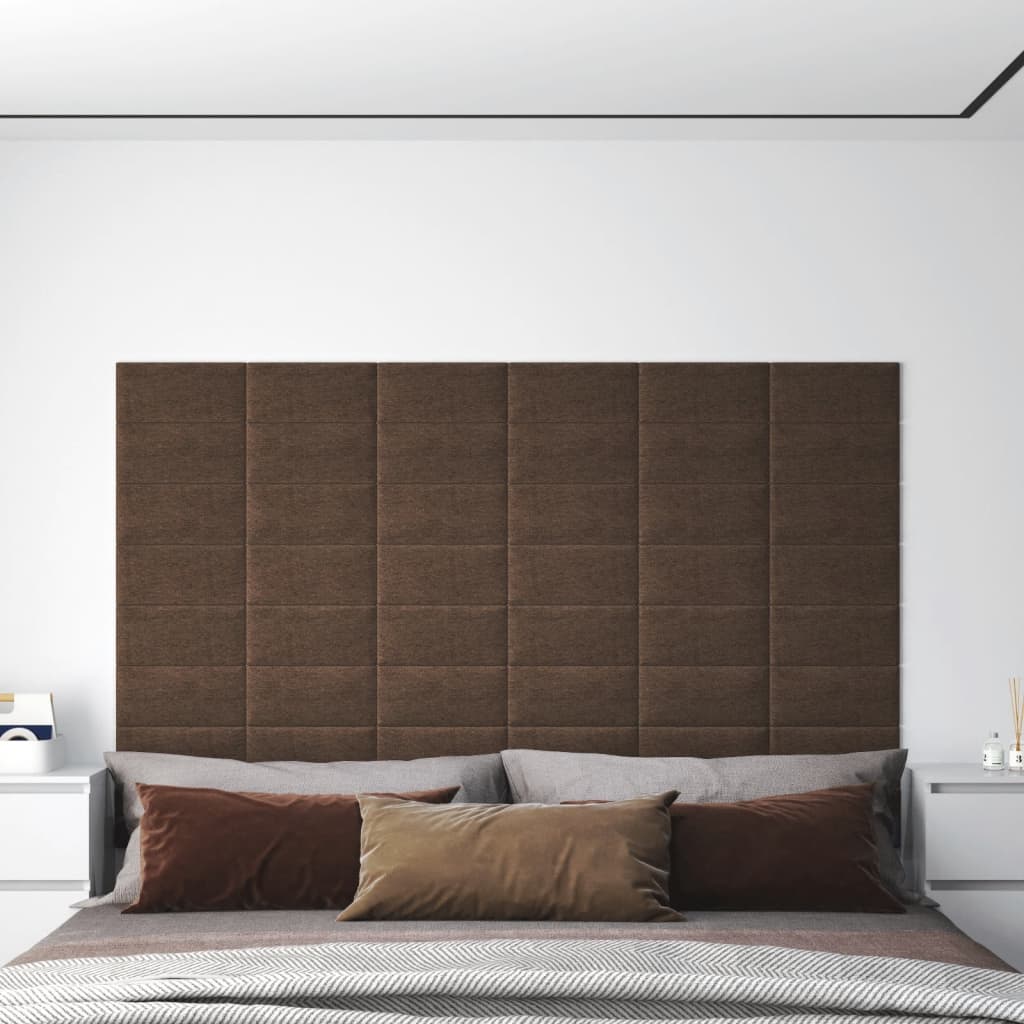 vidaXL Nástěnné panely 12 ks hnědé 30 x 15 cm textil 0,54 m²
