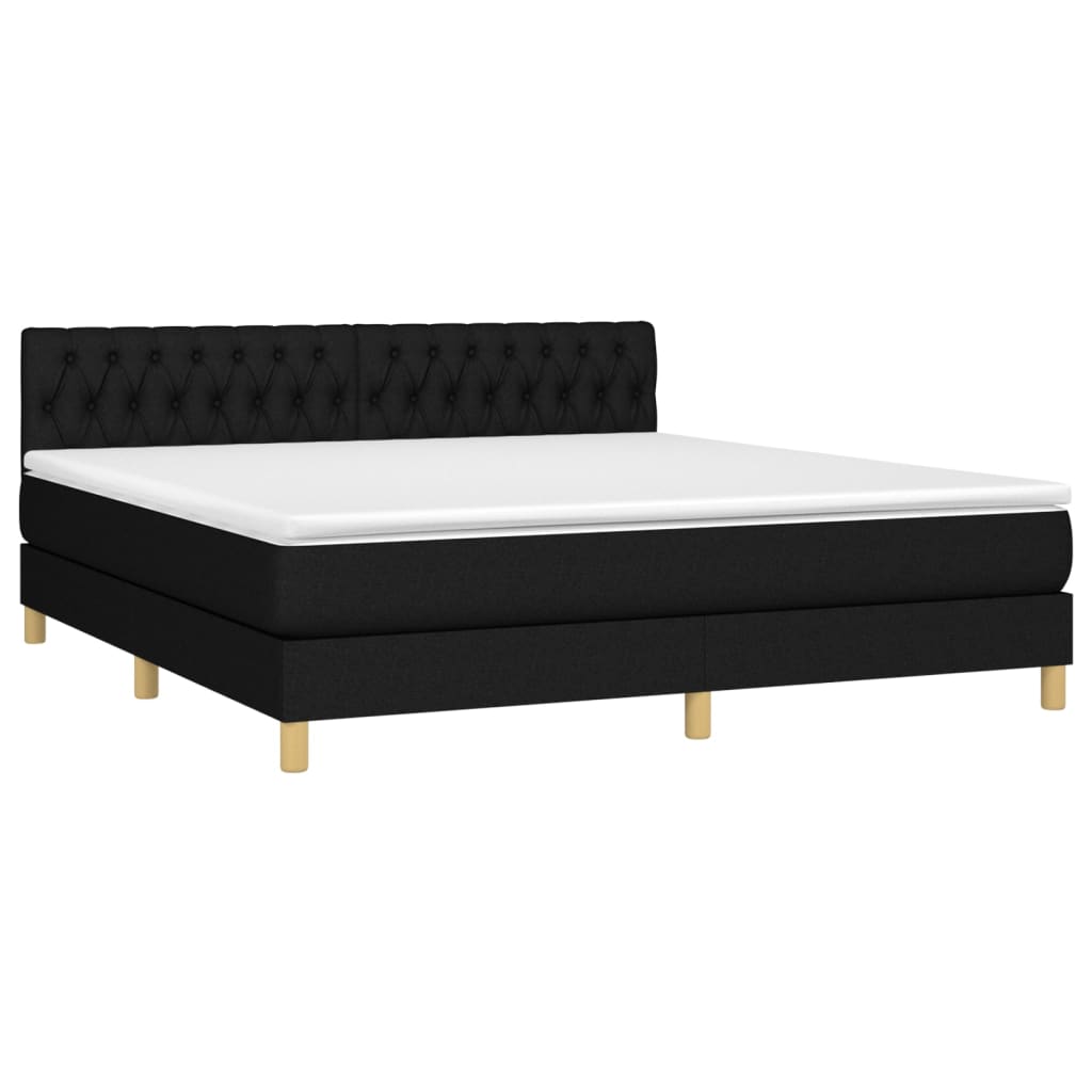 vidaXL Box spring postel s matrací černá 180x200 cm textil