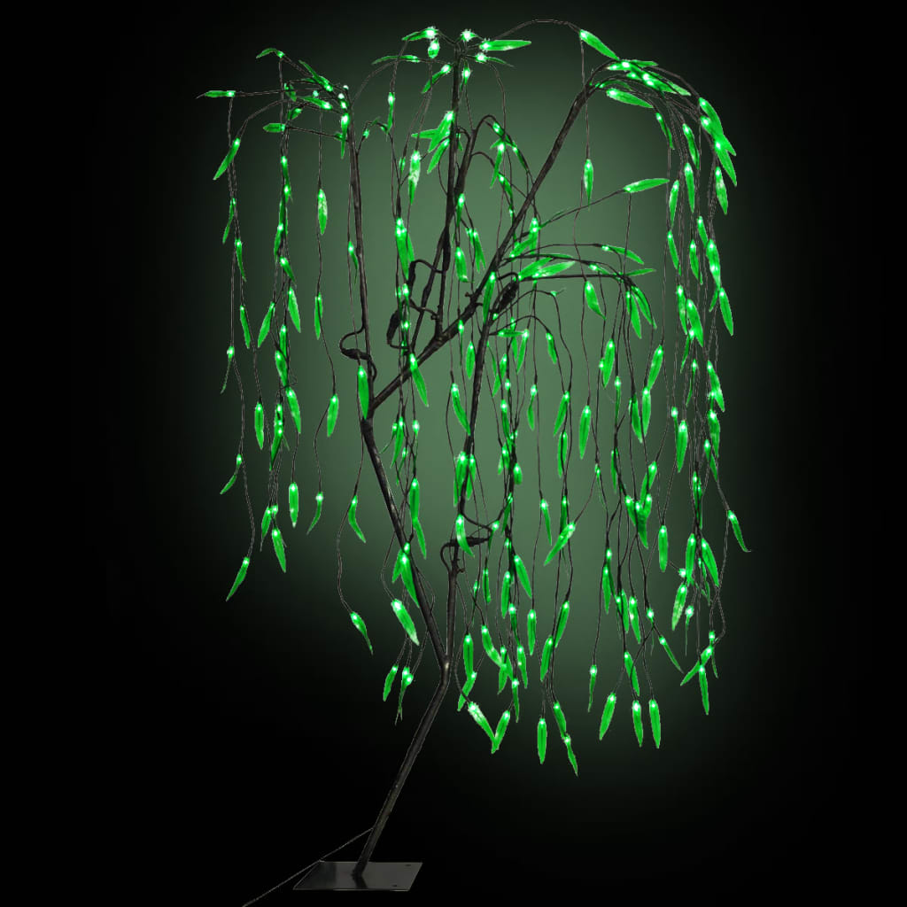 vidaXL Vánoční strom LED zelené světlo vrbové lístky 150 cm