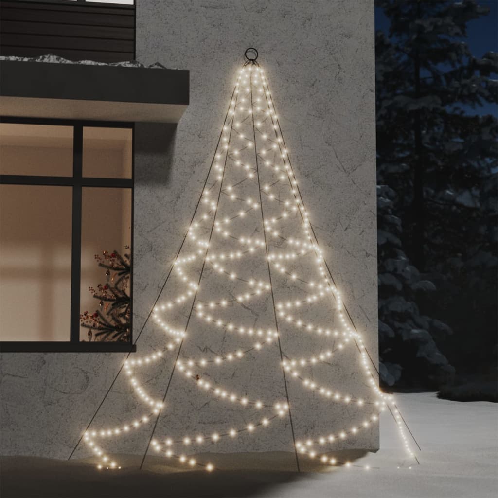 vidaXL Nástěnný stromek s kovovým hákem 260 teplých bílých LED 3 m
