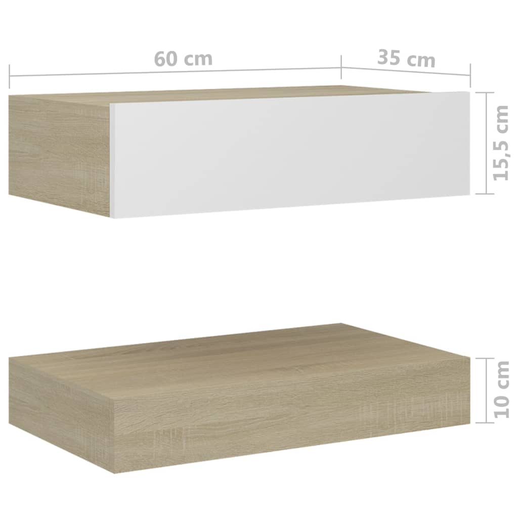 vidaXL Noční stolek bílý a dub sonoma 60 x 35 cm dřevotříska