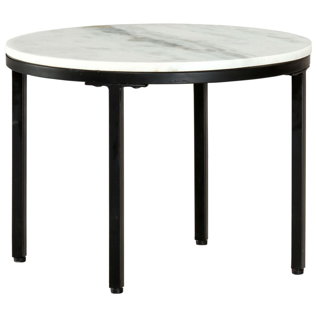 vidaXL Konferenční stolek bílý a černý Ø 50 cm pravý masivní mramor