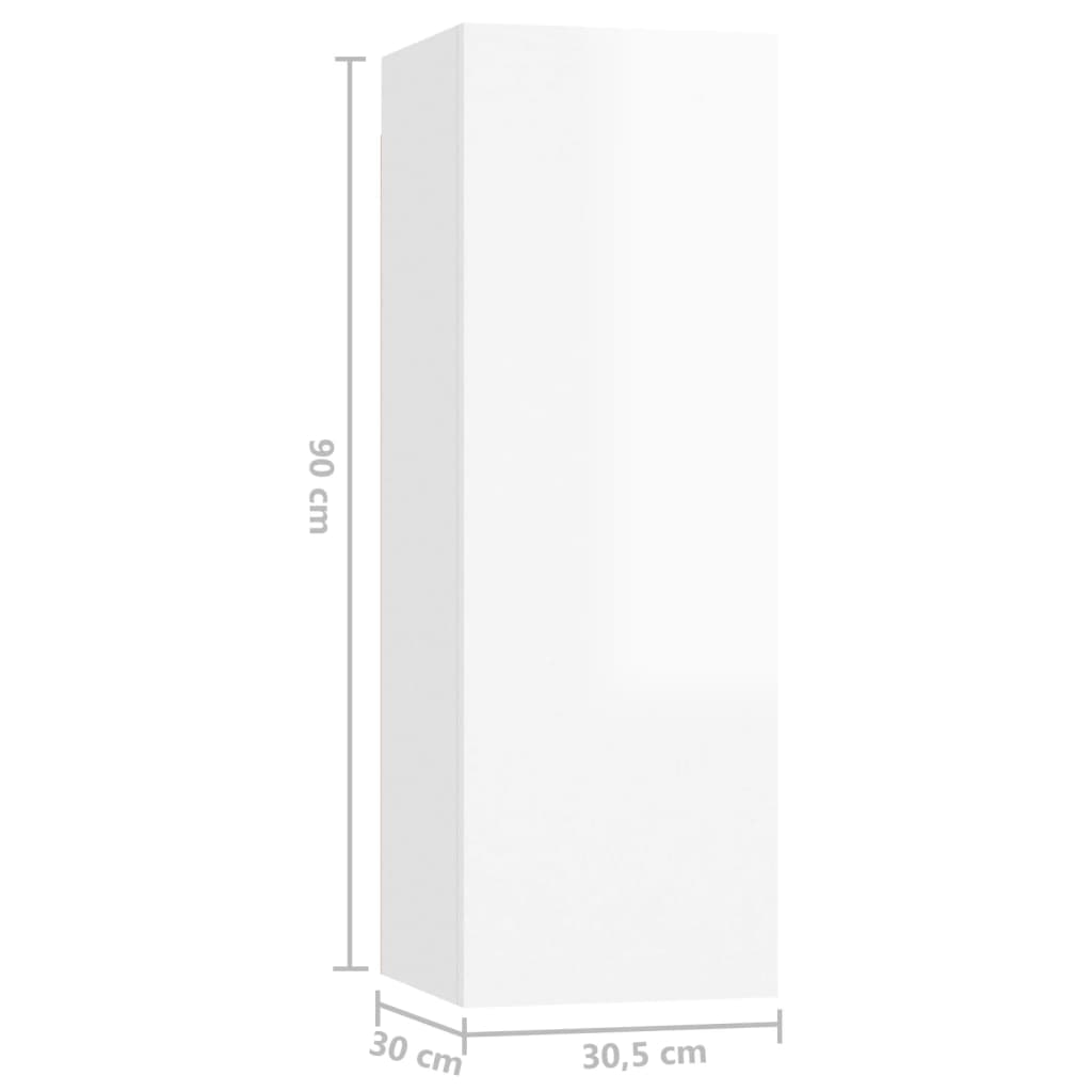 vidaXL TV skříňky 4 ks bílé vysoký lesk 30,5x30x90 cm kompozitní dřevo