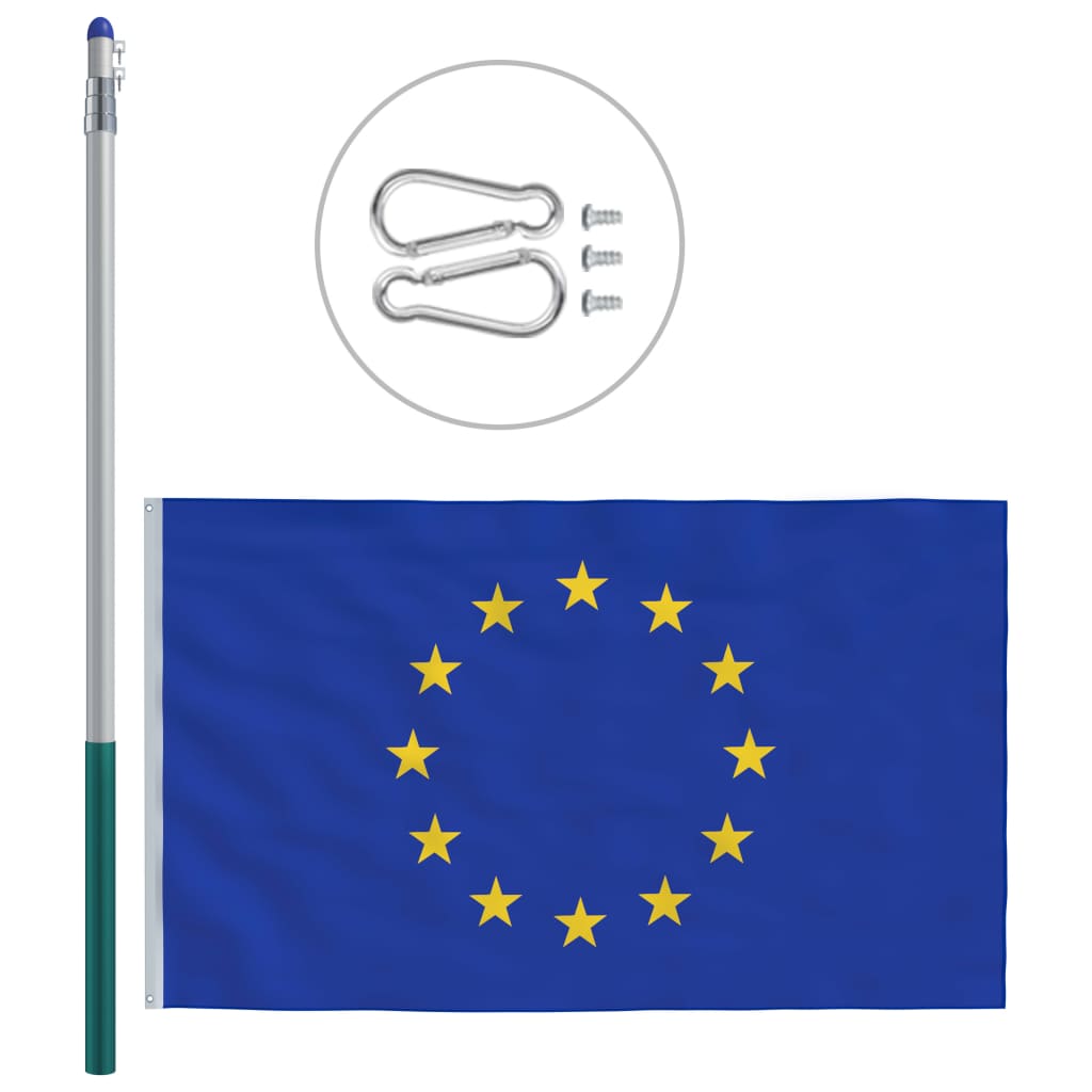 vidaXL Vlajka Evropské unie a stožár hliník 6 m