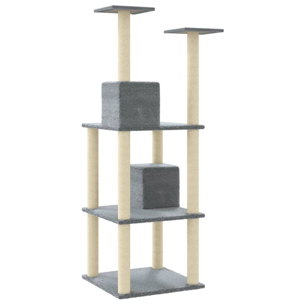 vidaXL Škrabadlo pro kočky se sisalovými sloupky světle šedé 141 cm