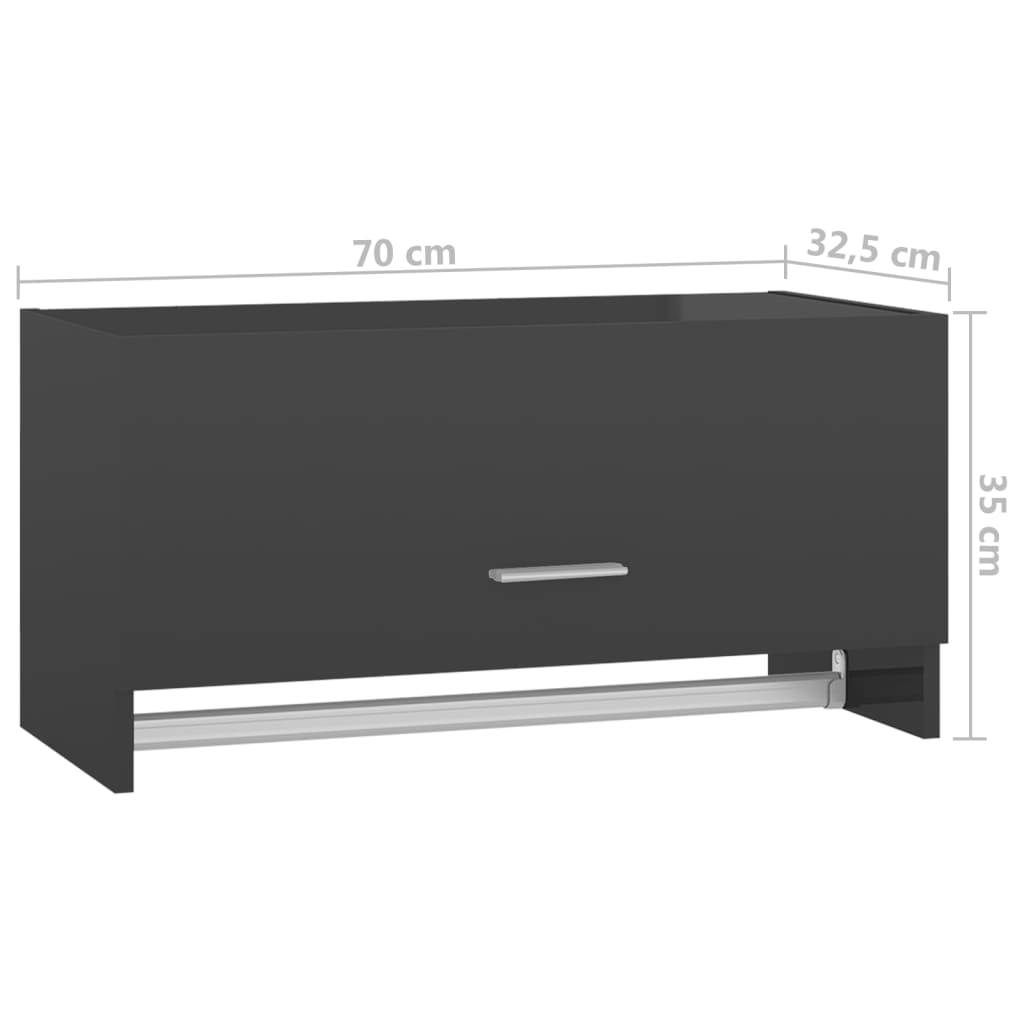 vidaXL Šatní skříň šedá s vysokým leskem 70 x 32,5 x 35 cm dřevotříska