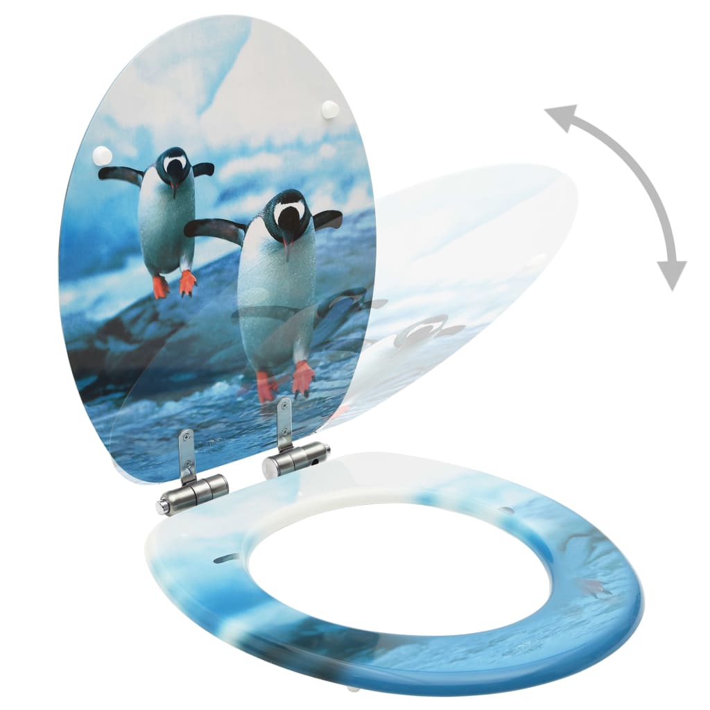 vidaXL WC sedátka s funkcí pomalého sklápění 2 ks MDF motiv tučňáka