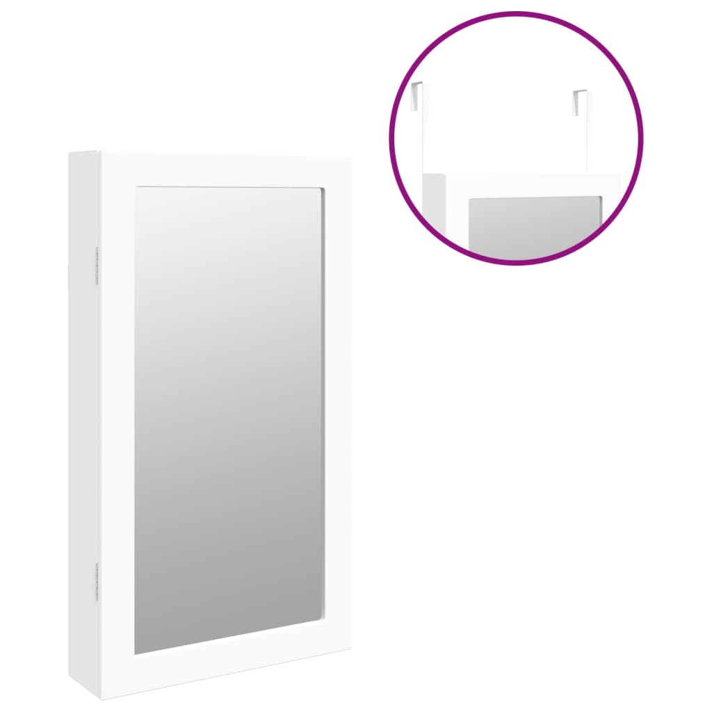 vidaXL Zrcadlová šperkovnice s LED světly nástěnná bílá