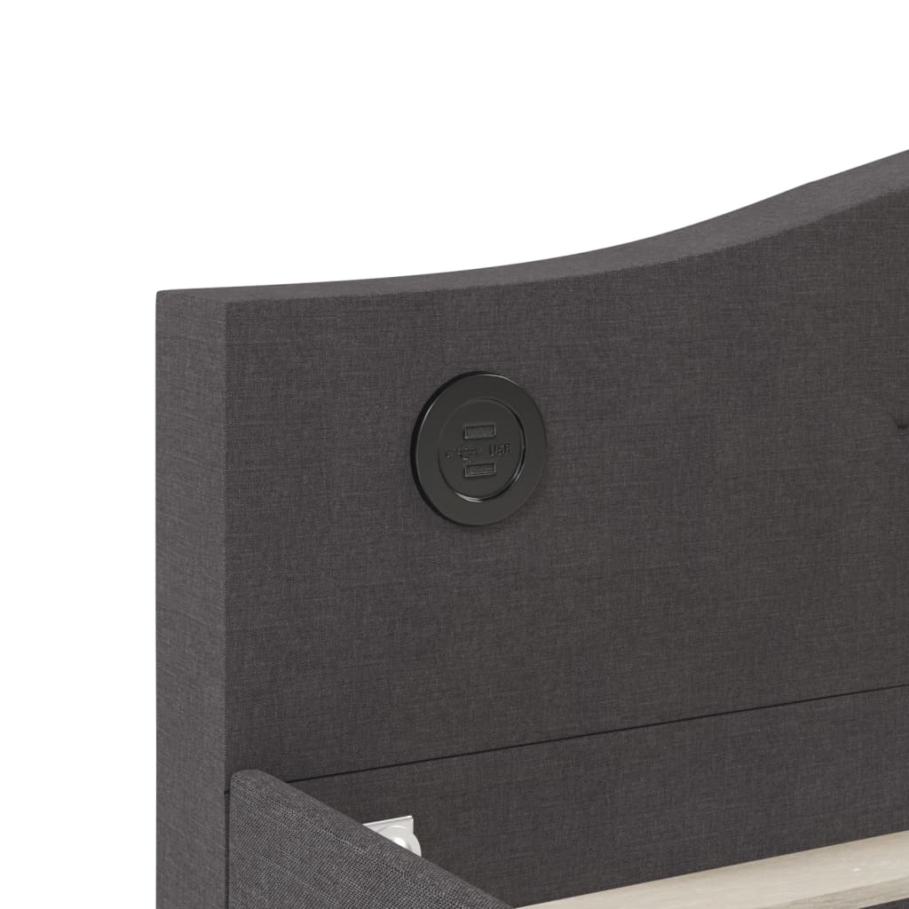 vidaXL Válenda s matrací a USB tmavě šedá textil 90 x 200 cm