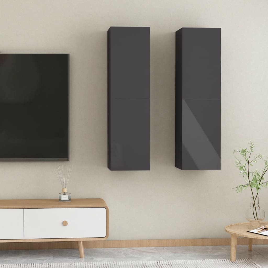 vidaXL TV skříňky 2 ks šedé vysoký lesk 30,5 x 30 x 110 cm dřevotříska