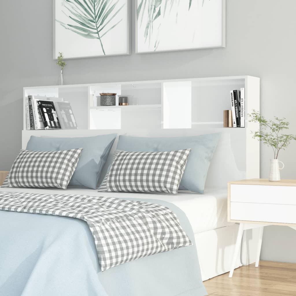 vidaXL Čelo postele s úložným prostorem lesklé bílé 160x19x103,5 cm