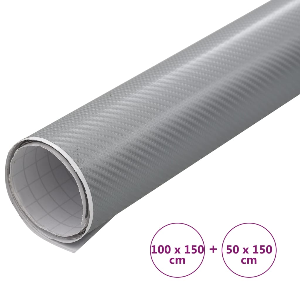 vidaXL Fólie na auto 2 ks 4D stříbrné 100 x 150 cm + 50 x 150 cm
