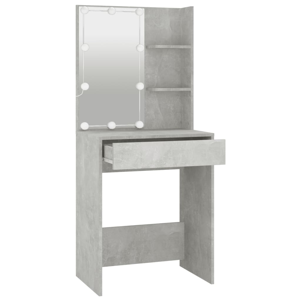 vidaXL Toaletní stolek s LED betonově šedý 60 x 40 x 140 cm