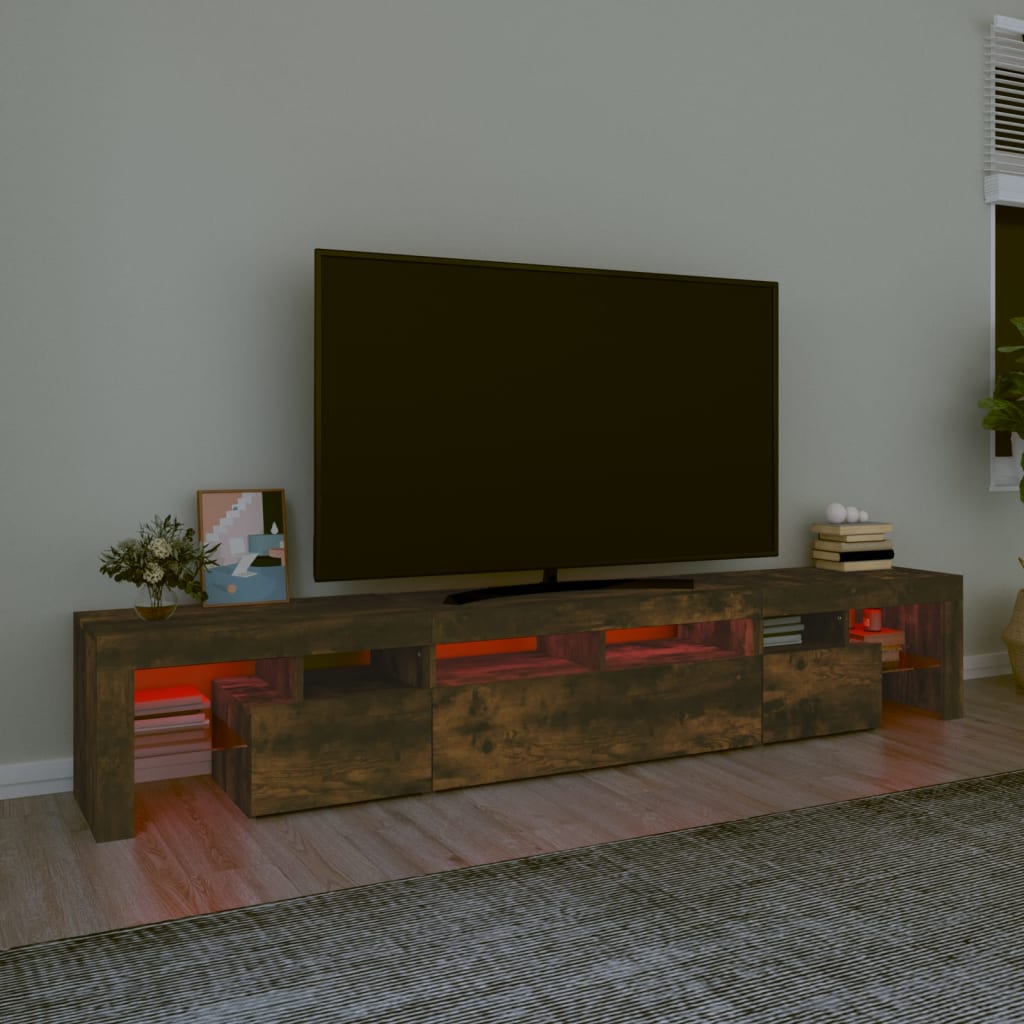 vidaXL TV skříňka s LED osvětlením kouřový dub 230x36,5x40 cm