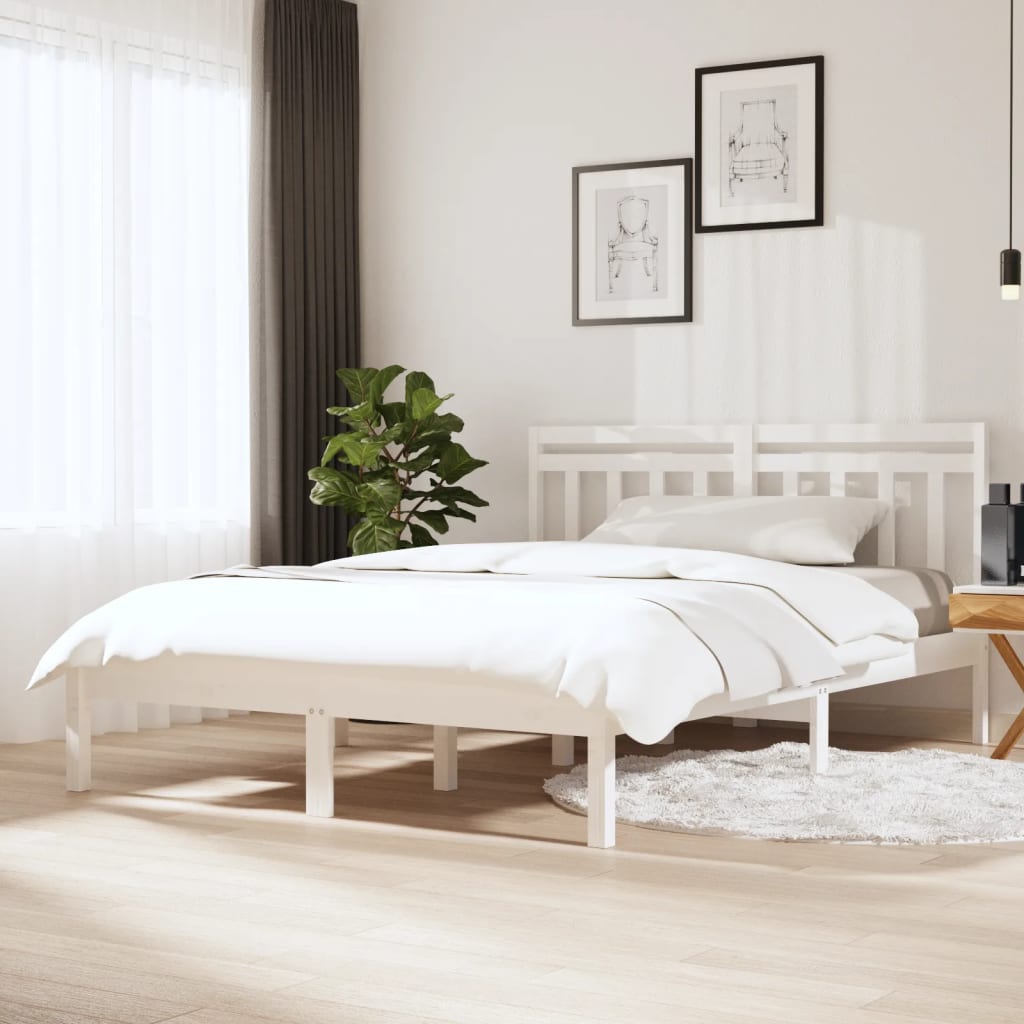 vidaXL Rám postele bílý 120 x 190 cm Small Double masivní dřevo