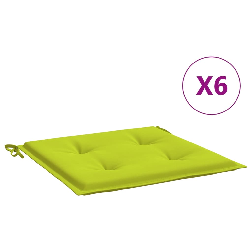 vidaXL Podušky na zahradní židli 6 ks jasně zelené 50x50x3 cm oxford